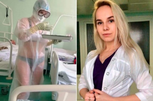 ロシアの粋なシースルー女子看護師